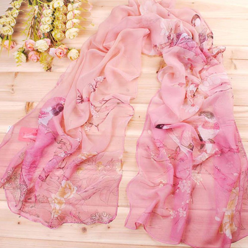 Khăn quàng cổ bằng lụa thiết kế họa tiết bông hoa độc đáo