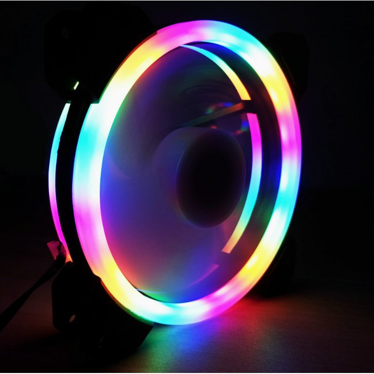 Quạt Tản Nhiệt, Fan Case Coolmoon V2 Led RGB 2 Vòng Ring - Không Cần Hub