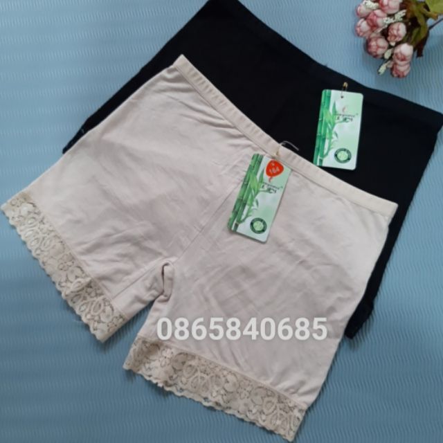 Nhập WAFS1822 hoàn 15% tối đa 25k xu_ Quần đùi mặc trong váy gấu phối ren vải cottong sợi tre kháng khuẩn