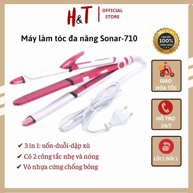 MÁY LÀM TÓC ĐA NĂNG 3IN 1 UỐN+ DUỖI+BẤM SONAR SN-710 CAO CẤP