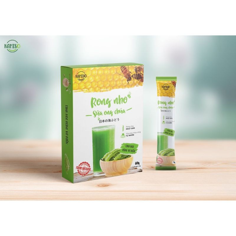 BỘT RONG NHO SỮA ONG CHÚA NAMISO - HỘP 15 GÓI 60GR