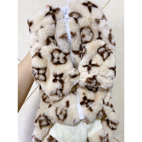 Áo khoác lông kéo khoá cho chó mèo