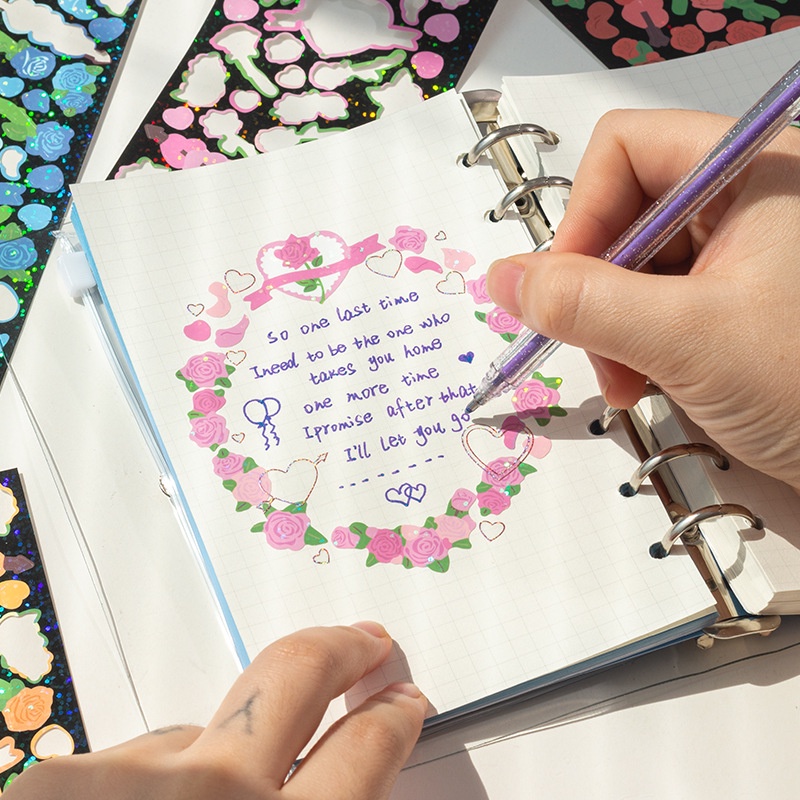 Sticker cute trang trí toploader decor hoa hồng - Be Tiny Stationery
