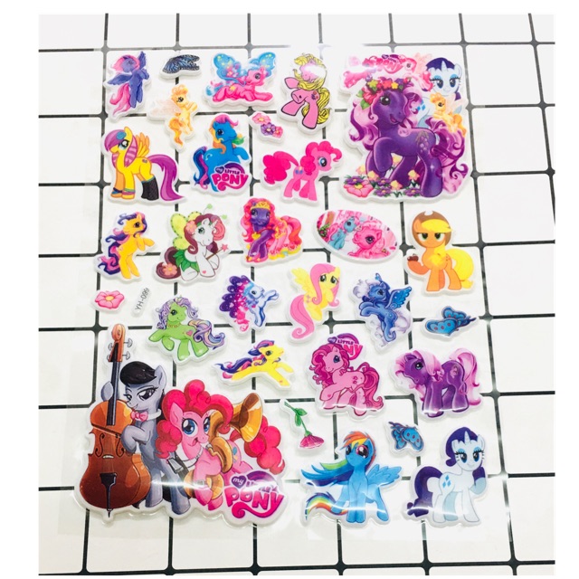 Bộ Sticker pony dán nổi trống nước như hình đăng