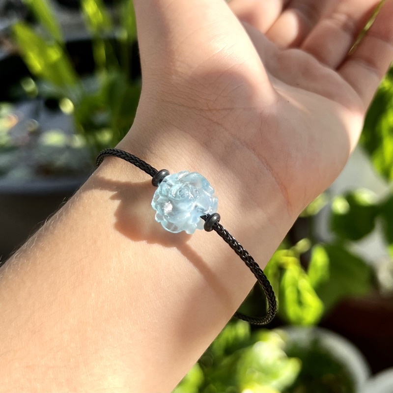 Vòng tay dây cáp hoa aquamarine