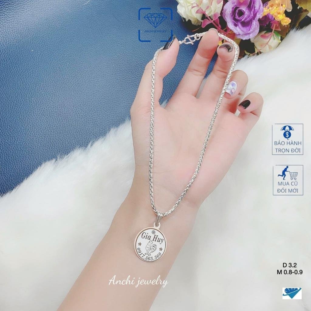 Dây chuyền khắc tên cho bé trai miễn phí, chuẩn bạc ta an toàn cho bé, Anchi jewelry