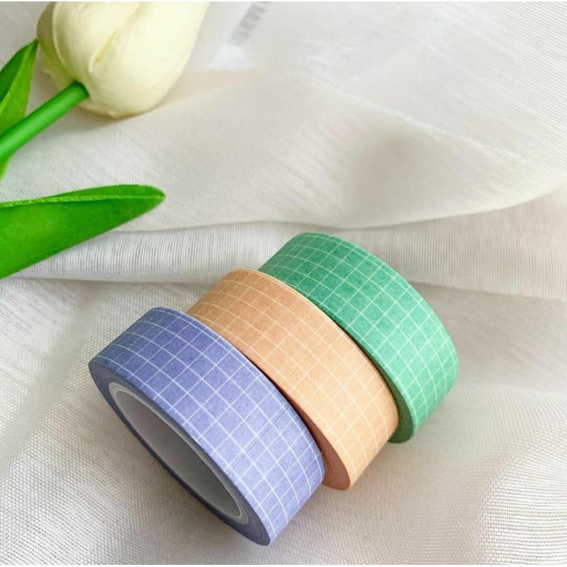 Krisna.room ♡ Washi tape caro/grid- Băng keo dán caro nhiều màu trang trí sổ