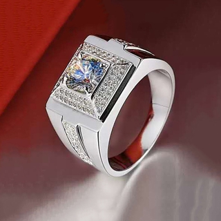 Nhẫn Thép Titan Mạ Bạc 925 Đính Đá Zircon Thời Trang Cho Nam