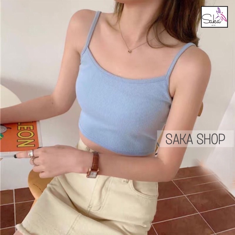 Áo 2 dây thun nữ trơn màu vải dày nhiều màu