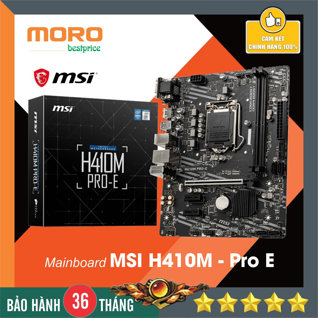 Bo mạch chủ Mainboard MSI H410M PRO-E (Intel H410, Socket 1200, m-ATX, 2 khe Ram DDR4) - Chính hãng Mai Hoàng !