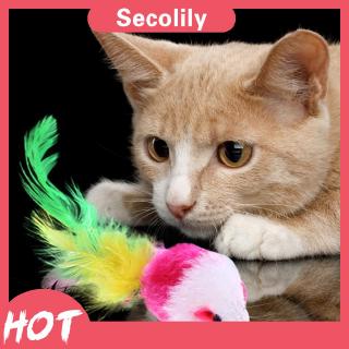 Đồ chơi chuột giả trang trí lông vũ nhiều màu cho mèo cưng