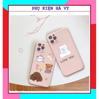 Ốp lưng hình gấu happy cute cạnh vuông giả ip12 5/5s/6/6plus/6s/7/7plus/8/8plus/x/xr/xs/11/12/pro/max
