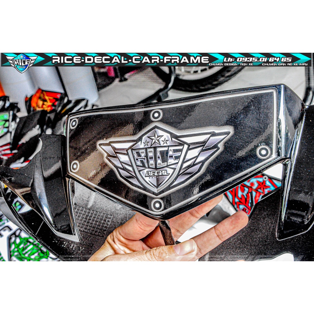 Tem Dán Hộp Đầu Sirius Sihello Đen Logo Rice decal