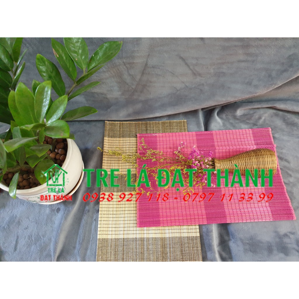 Tấm lót bàn ăn bằng mây tre 5 màu, lót bàn ăn bằng tre, chống trơn trượt phong cách vintage