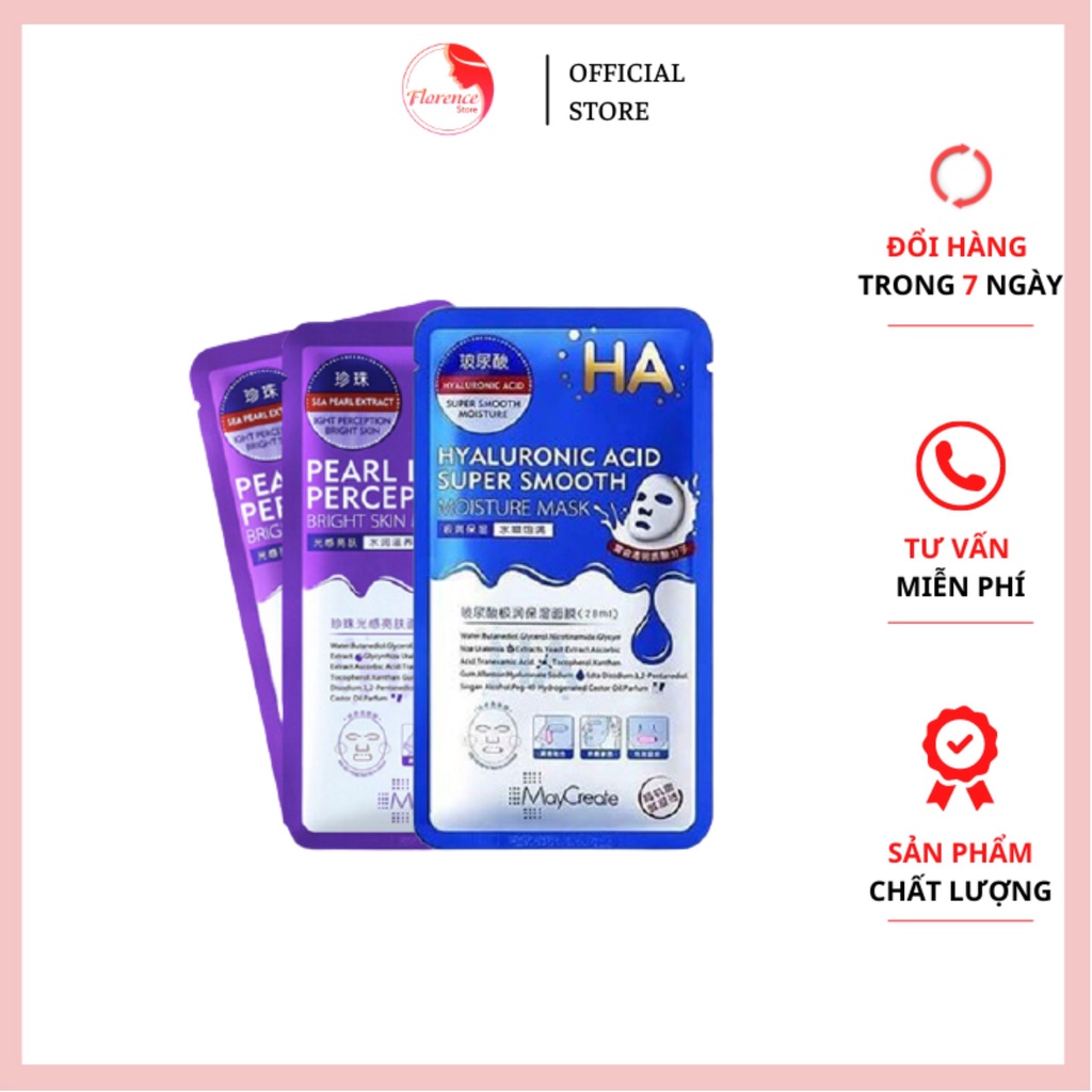 Mặt Nạ Trắng Da HA / 𝘍𝘳𝘦𝘦𝘴𝘩𝘪𝘱 / Mặt Nạ Dưỡng Ẩm , Trắng Da HA mask Maycreate( Xanh và Tím)