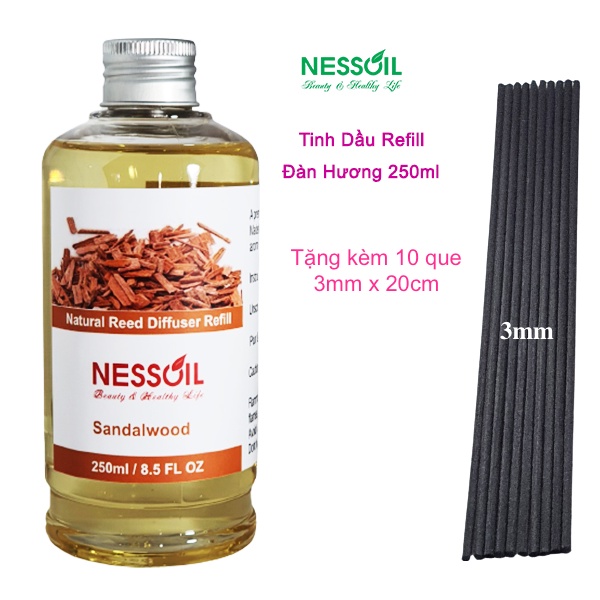 Tinh dầu Refill (thay thế, bổ sung) 250ml, mùi gỗ Đàn Hương, dùng rót vào bộ cắm đã cạn tinh dầu