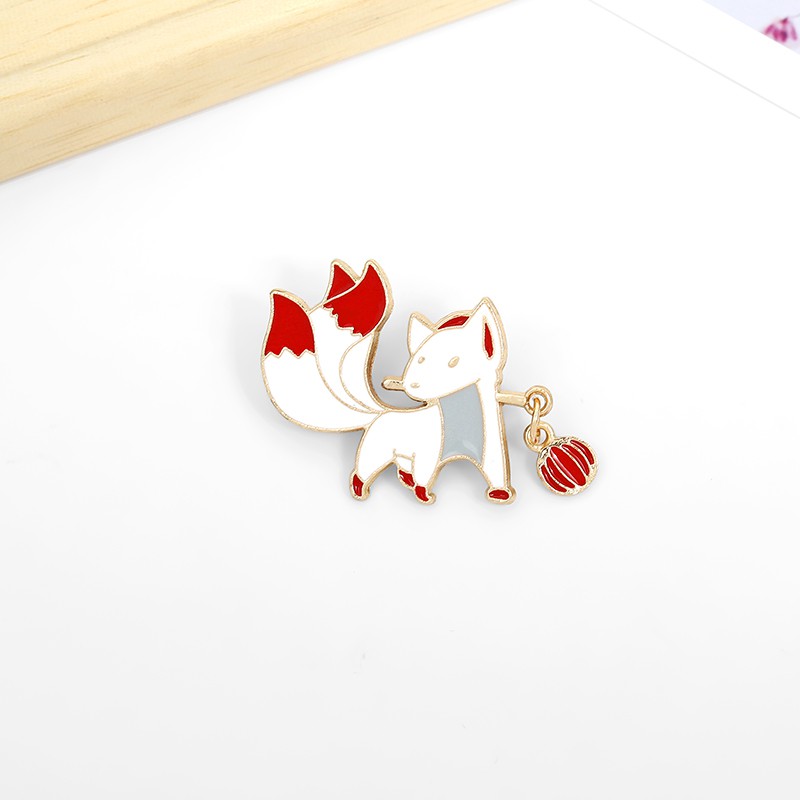 Ghim cài áo QIHE JEWELRY trang trí hình chú cáo hoạt hình dễ thương