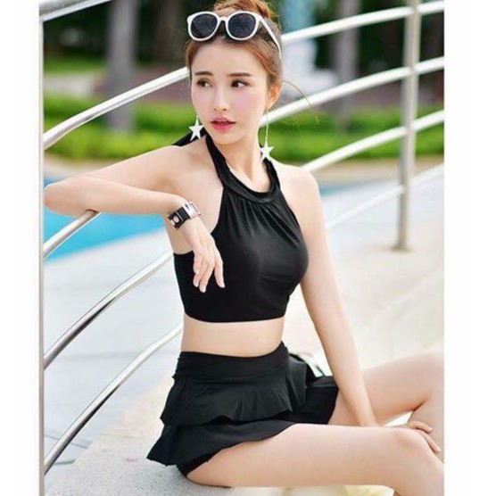 Bộ Bikini Áo Tắm Đan Chéo Dây Lưng 2 Mảnh Đi Biển Phong Cách Hàn Quốc SV2M0CL