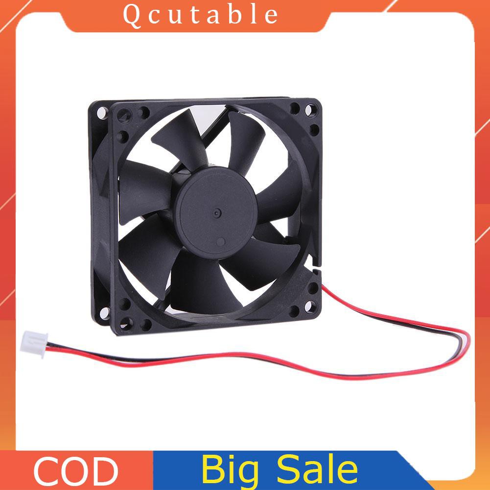 Quạt Làm Mát Không Chổi Than 80x80x25mm # Uk 7 Lưỡi 2 Dây 24v