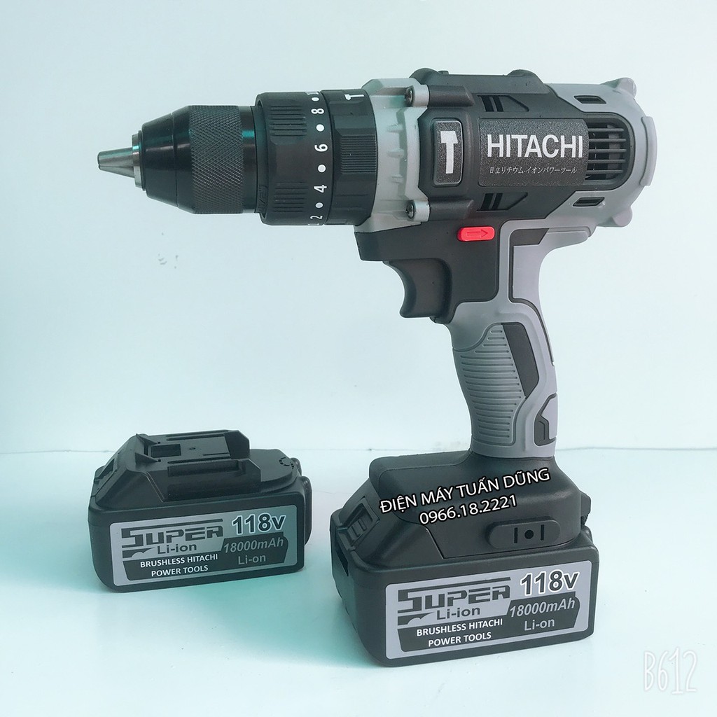 [FREE SHIP] Máy khoan pin Hitachi 118V - Mô tơ 775 - 3 Chức năng KÈM 3 MŨI [CAM KẾT CHÍNH HÃNG]