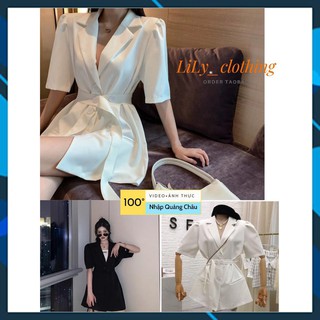 Áo vest nữ blazer tay ngắn quảng châu [VIDEO + ẢNH THÂT] 2  màu trắng và đen phong cách Hà Quốc, ulzzang A98