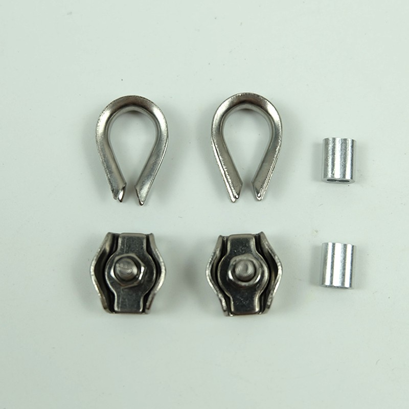Set 2 Vòng Kẹp + 2 Kẹp Đơn + 2 Vòng Đệm Bằng Thép Không Gỉ Cho Dây Điện 1mm 2mm 3mm