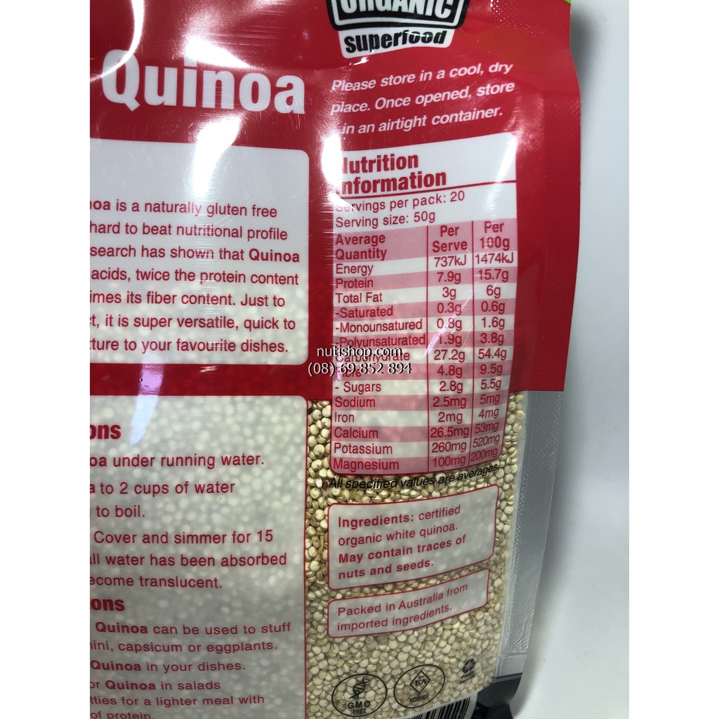 Hạt Quinoa (Diêm mạch) Absolute Organic 1KG