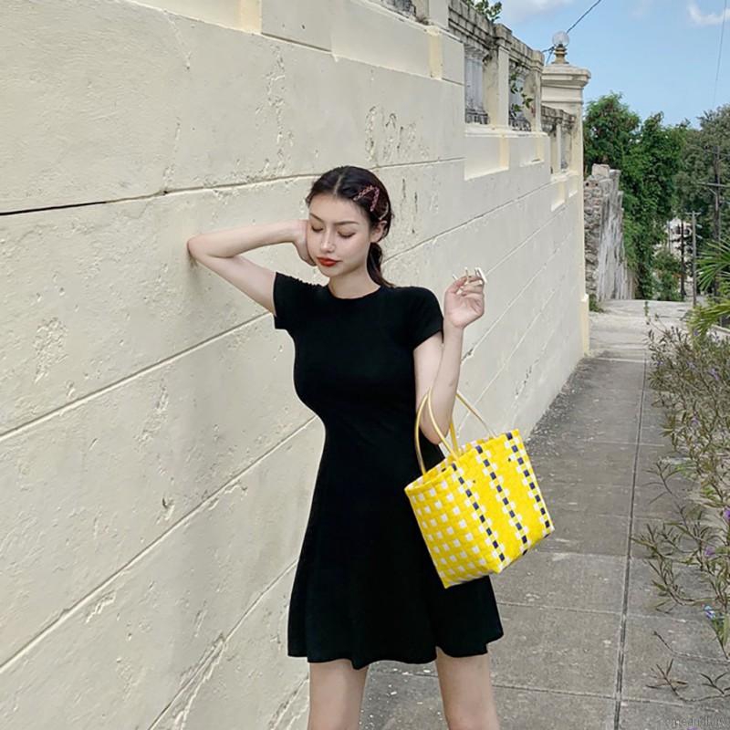 Đầm Tay Ngắn Cổ Tròn Thiết Kế Đơn Giản Hợp Thời Trang | BigBuy360 - bigbuy360.vn