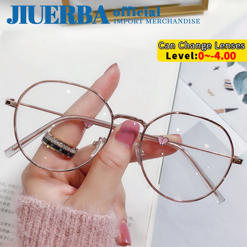 Kính mắt JIUERBA gọng kim loại chống ánh sáng xanh thời trang cho nữ