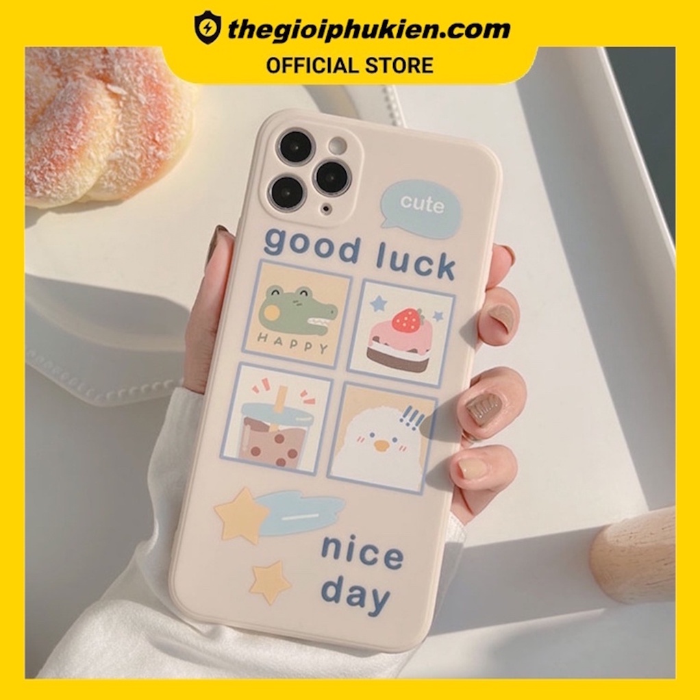 Ốp lưng iphone cạnh vuông good luck dành cho iphone 6 đến 14promax - E71