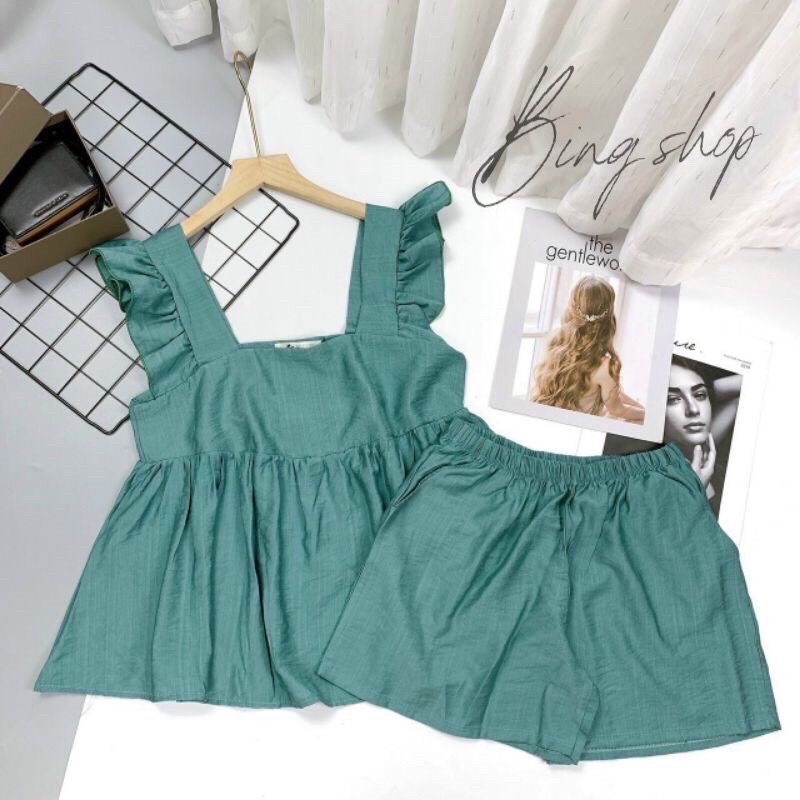 Set babydoll Bingshop - set 2 dây cánh tiên , quần sooc cạp chun vải mềm cao cấp nhiều màu | BigBuy360 - bigbuy360.vn