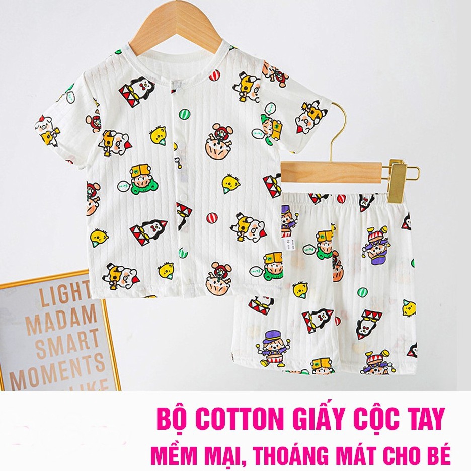 [MADE IN VIETNAM] Đồ bộ cộc tay cho bé trai và bé gái chất cotton giấy QATE219 , quần áo trẻ em cho bé sơ sinh đến 15kg