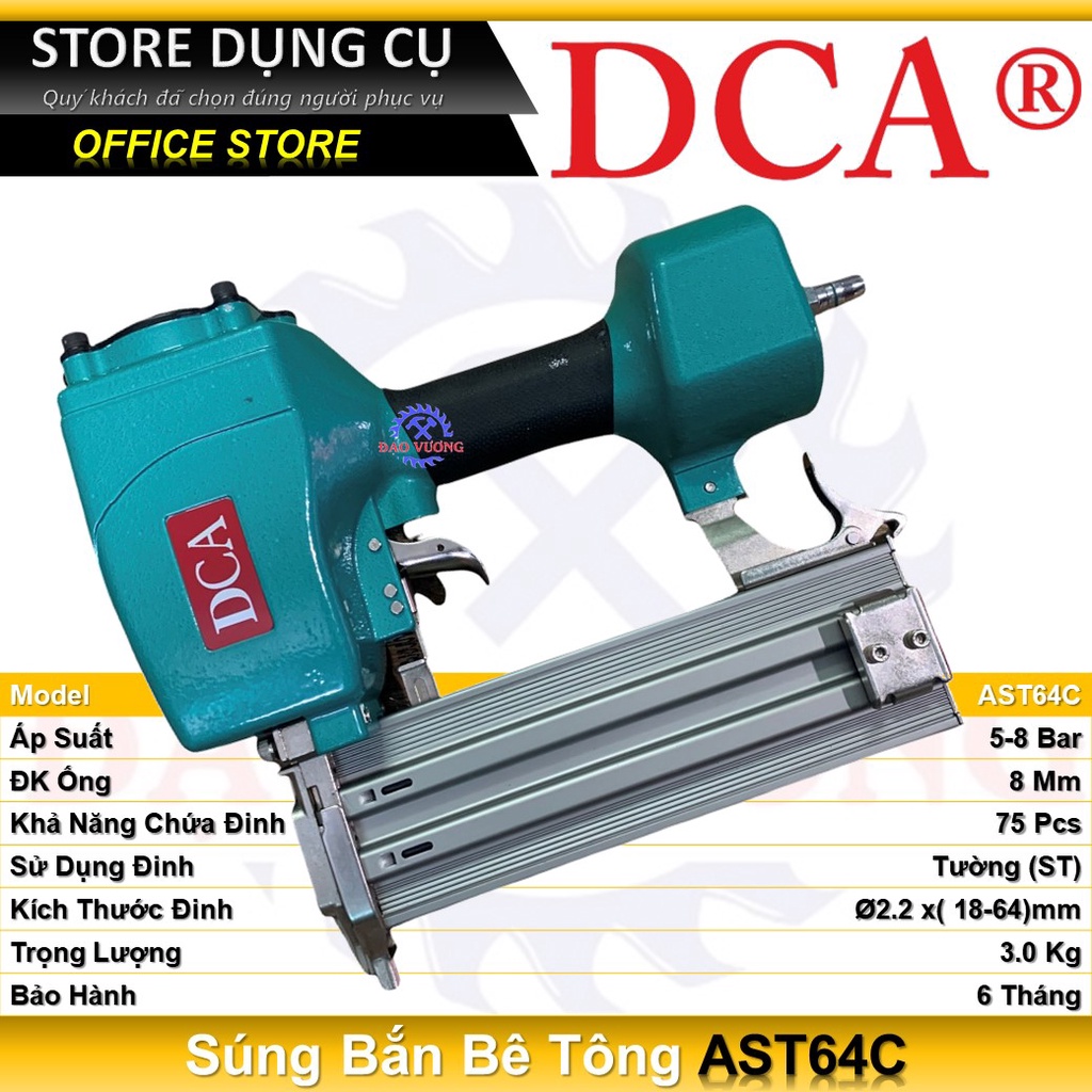 Súng bắn đinh bê tông dùng hơi DCA AST64C | Tối đa đinh bê tông ST64 (64mm)
