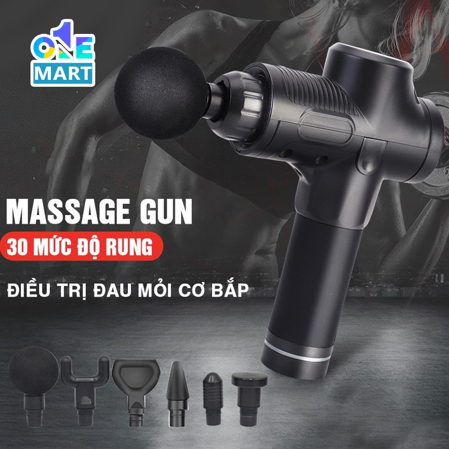 Súng massage trị liệu chính hãng Cát Á EM009 tặng 6 đầu massage 30 chế độ rung, sử dụng liên tục lên đến 6h