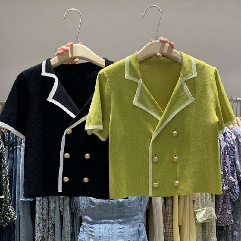 Áo Khoác Len Phối Hai Hàng Nút Phong Cách Hàn Quốc Thời Trang Mùa Hè | BigBuy360 - bigbuy360.vn