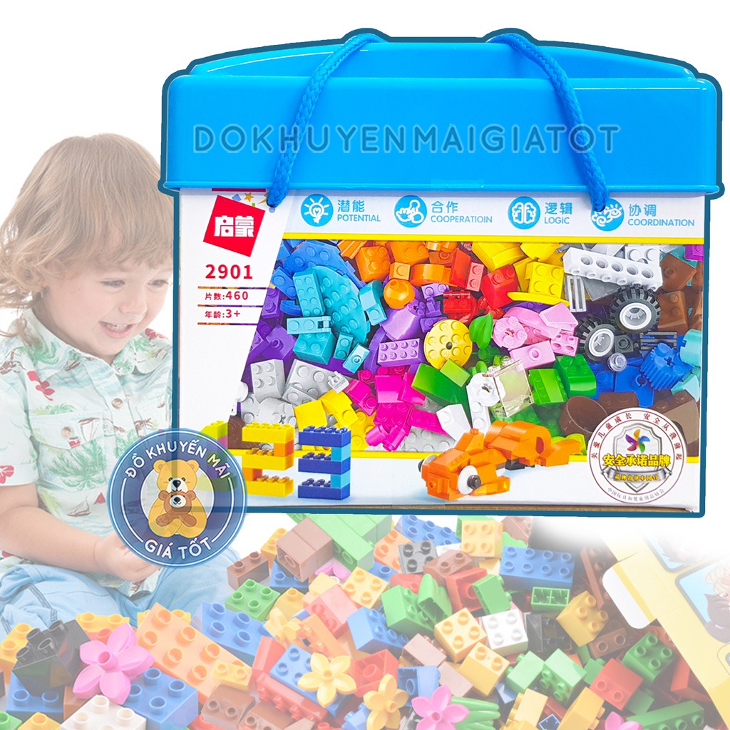 Bộ đồ chơi lắp ráp, xếp hình 460 chi tiết mô hình lego hộp gạch sáng tạo cho bé phát triển trí tuệ 2901