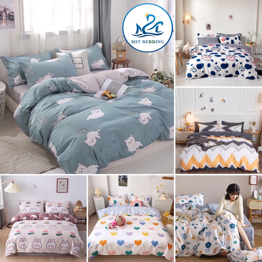 Bộ chăn ga gối Cotton Poly M2T bedding Tuổi Thanh Xuân, chăn mền, drap giường và 2 vỏ gối | BigBuy360 - bigbuy360.vn