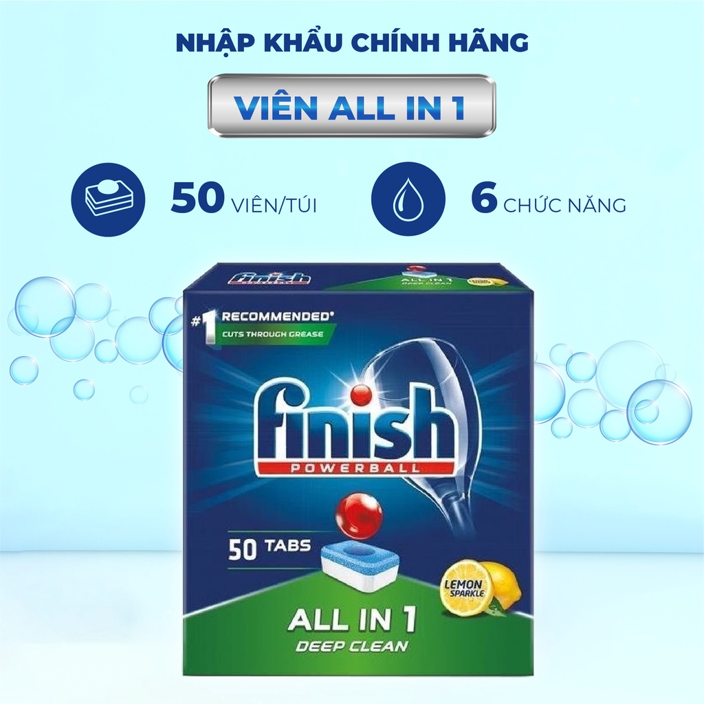 Viên rửa chén Finish All in one 50 viên hương chanh