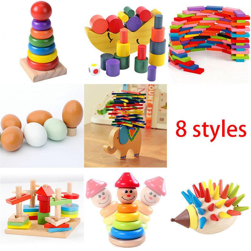 Baby Toddler Montessori Toys Wooden Tetris Puzzle Stacking Blocks Kids Toy Gift