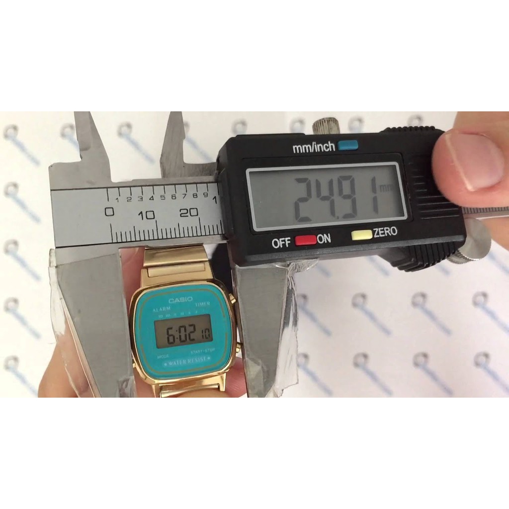 Đồng Hồ Nữ Casio LA670WGA-2DF Dây Kim Loại Mạ Vàng - Viền Mặt Màu Xanh