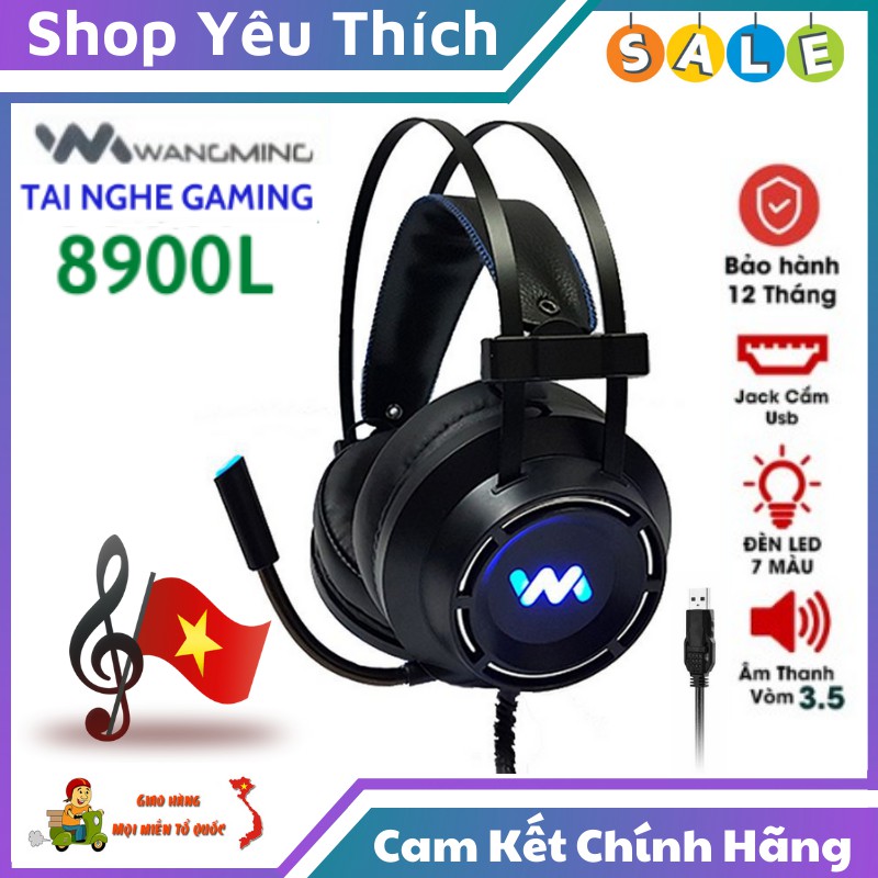 Tai Nghe Chụp Tai WangMing 8900L Tai Nghe Gaming Chuyên Game Có Mic Đèn Led Dành Cho Các Game Thủ