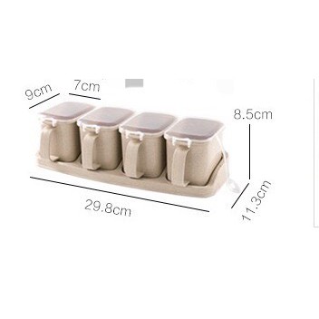 Khay 3-4 hũ/ hộp đựng gia vị bằng lúa mạch | BigBuy360 - bigbuy360.vn