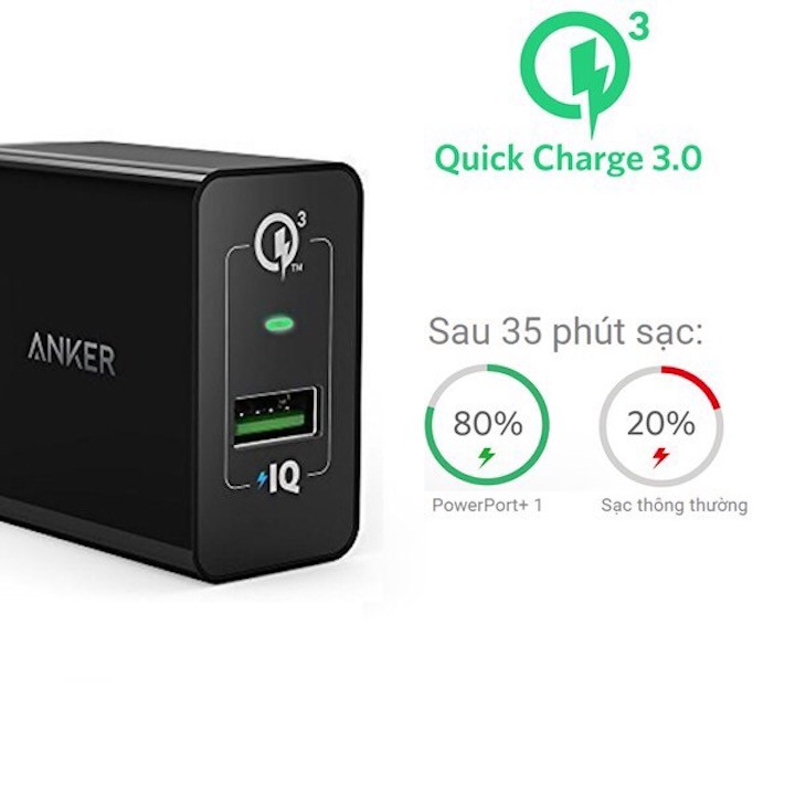 Củ sạc nhanh S10, Note 10 ANKER PowerPort+ Quick Charge 3.0 18W - A2013