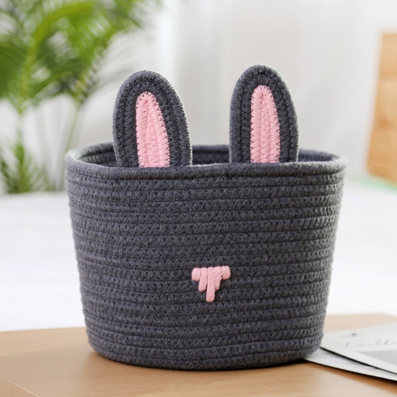 Giỏ Vải Cotton Đựng Đồ Chơi / Kẹo / Đồ Ăn Vặt Đa Năng Họa Tiết Thỏ Phục Sinh Hoạt Hình Dành Cho Trẻ