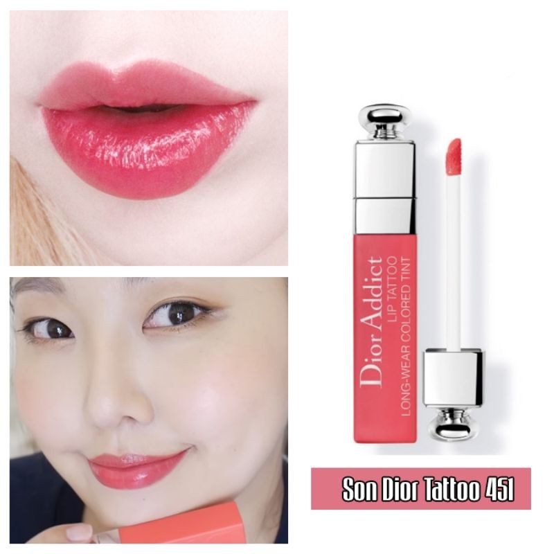 Son Dior Addict Lip Tattoo Long-Wear Colored Tint 451 Natural Coral
