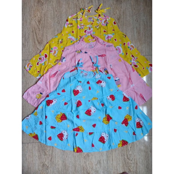Combo 3 cái đầm lanh tôn 2 da hình Elsa Anna ,vải lanh tone cho bé gái size 12kg đến 25kg