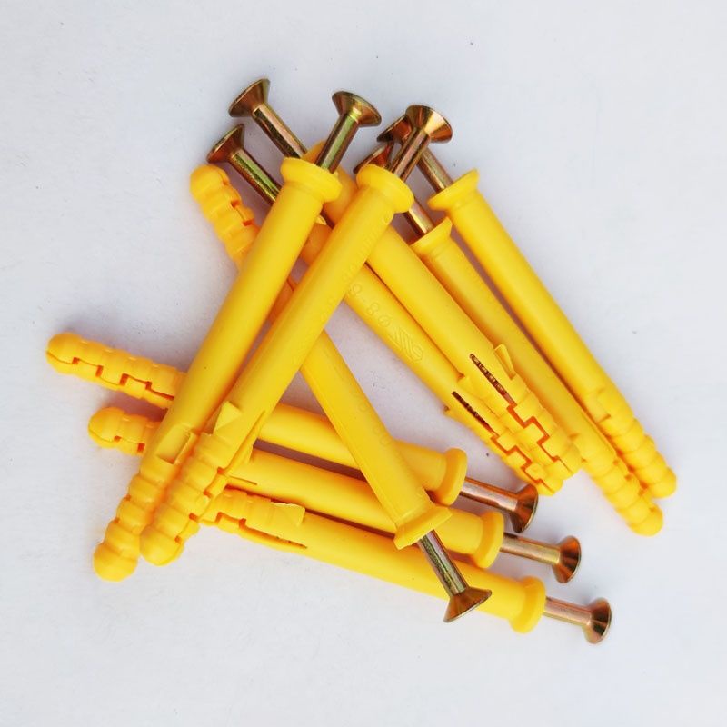 Màu vàng nhỏ ống mở rộng nhựa croaker kéo dài vít mở rộng 6mm8mm 10mm phích cắm mở rộng ống mở rộng keo đinh Nhồi bông