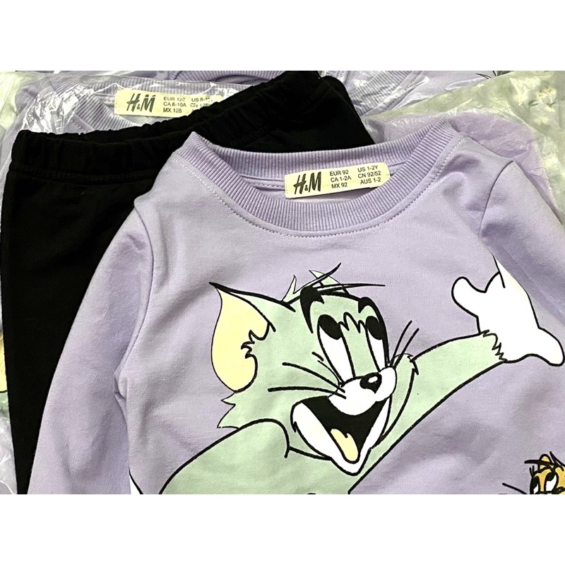 Set váy da cá kèm quần legging tom&amp;jerry màu tím cho bé gái size từ 10-28 cân