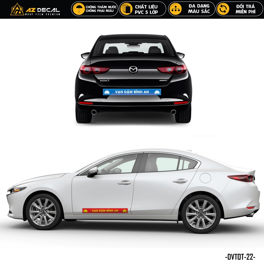 Tem Dán Xe Ô Tô Tải Mẫu Vạn Dặm Bình An | DVTOT-22 | Decal Team Dán Sườn Kính Lái Cản Sau Oto Xe Hơi