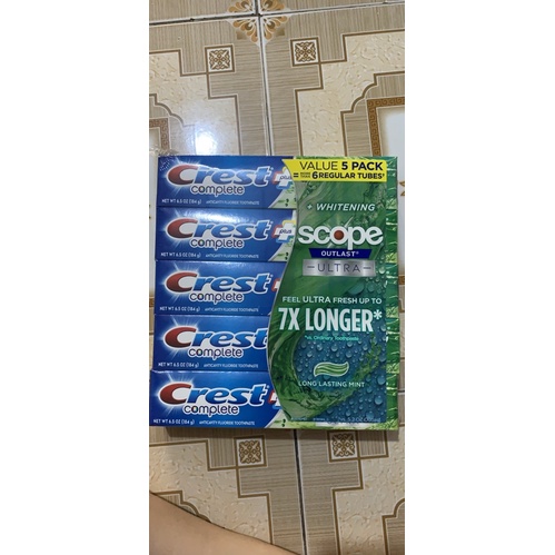 (5 cây )kem đánh răng Crest của Mỹ cam kết chính hãng Mỹ